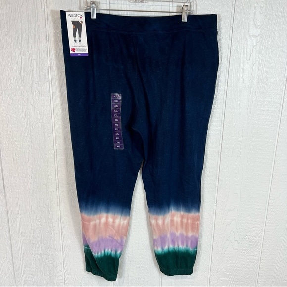 NEW Wildfox Blue Tie Dye Pull On Elastic Waist Jogger Pants Size XXL - Picture 5 of 11